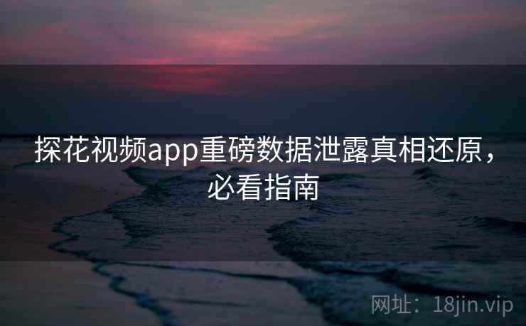 探花视频app重磅数据泄露真相还原,必看指南 探花视频app重磅数据泄露真相还原,必看指南
